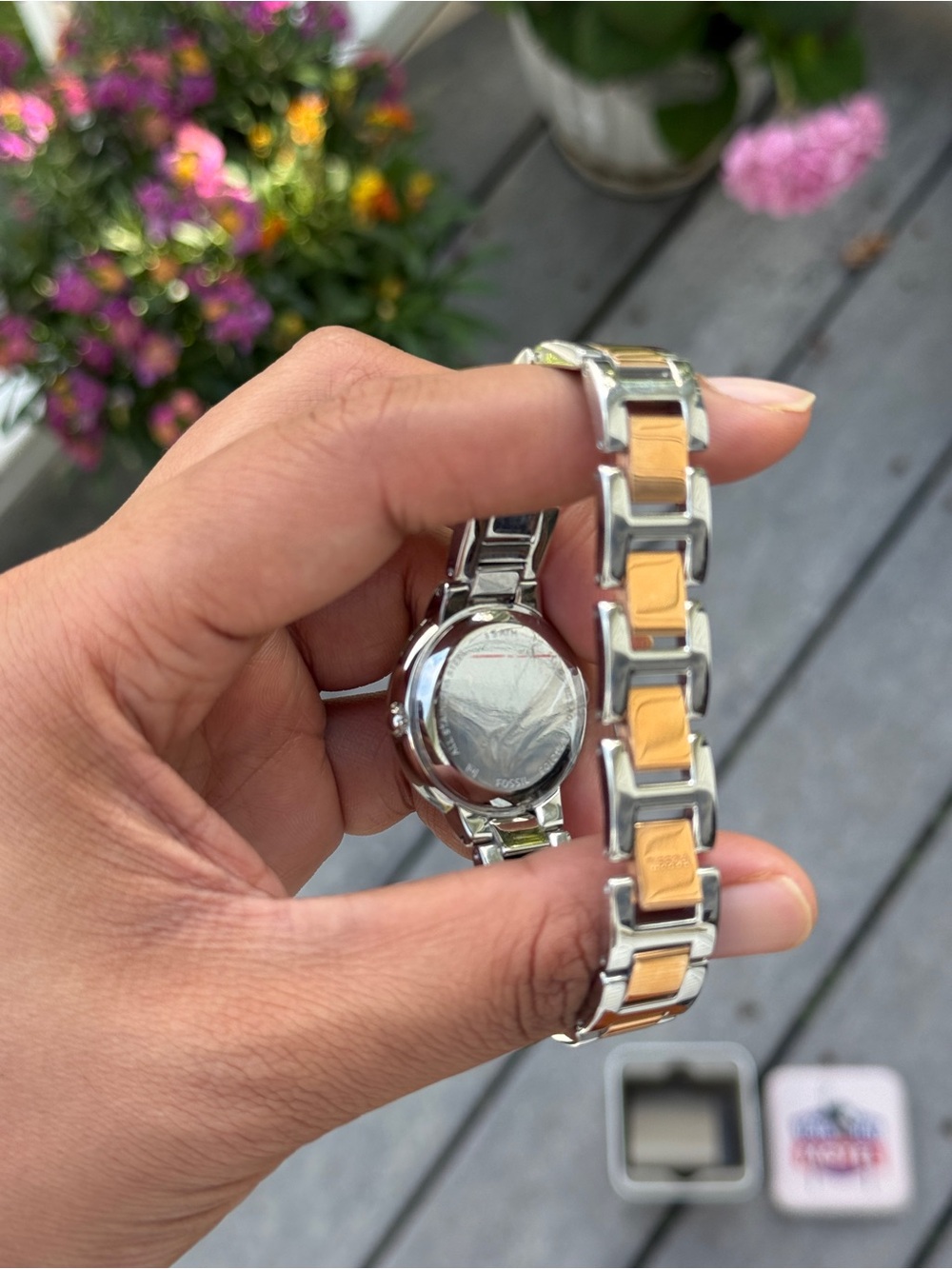 Fossil Two-Tone Rose Gold and Silver Crystal Bracelet Watch Womens - Picture 7 of 11